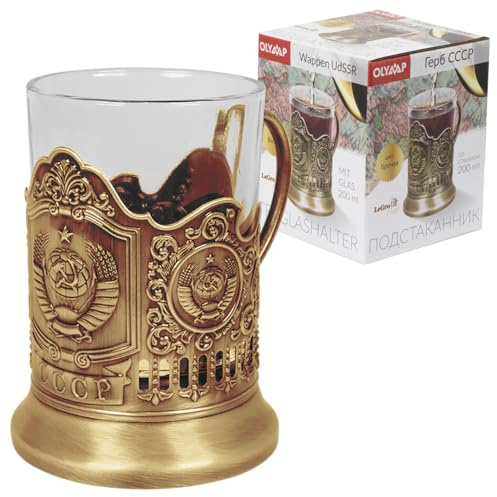 OLYMP Teeglashalter UDSSR Wappen CCCP Bronze (mit Teeglas 200 ml)