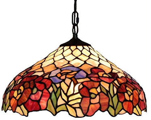E27 Tiffany Pendelleuchte Esstisch Glas Hängelampe Höheverstellbar Vintage Esszimmer Lampen Retro Kronleuchter Wohnzimmerlampe Hängeleuchte Schlafzimmer Keller Loft Cafe Bar Deko Leuchte Ø40 cm…