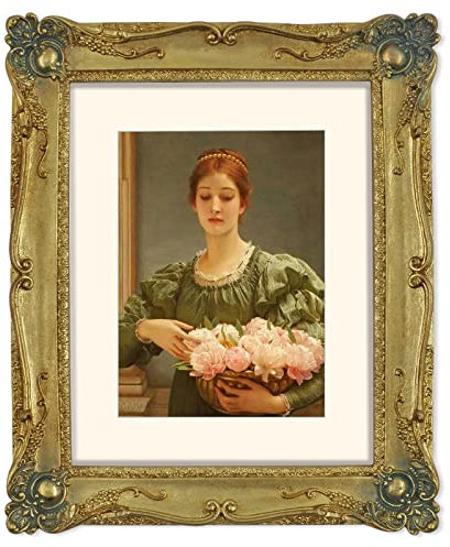 Simon's Shop Vintage Bilderrahmen 20x25 cm Gold Fotorahmen 8x10 Zoll mit Blumenrelief, Wand- und Tischrahmen