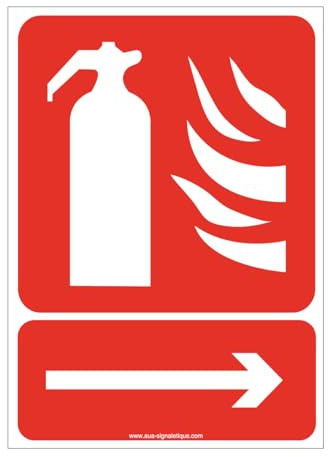 AUA SIGNALETIQUE - Panneau Extincteur Flèche Directionnelle à Droite - 150x105 mm, Aluminium Dibond 3mm
