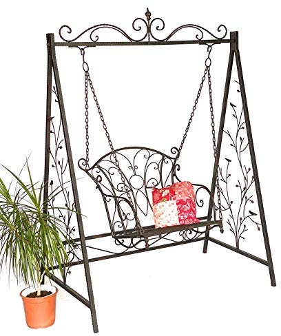 DanDiBo Hollywoodschaukel Metall Antik Gartenschaukel 18811+1868 Hängesessel Hängestuhl mit Gestell Schmiedeeisen Schaukel Garten