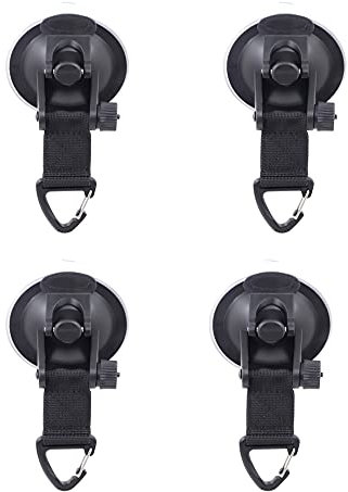 Haihaz Lot de 4 ventouses d'ancrage - Super Ventouse - Kit de Camping - Support à Ventouse avec Crochet de Fixation - pour auvents latéraux de Voiture, tentes, Camping - Accessoires (Noir)