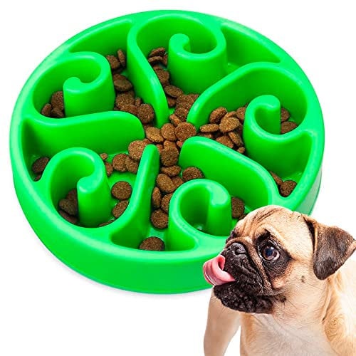 Edipets, Hundenapf, Antischlingnapf Hunde, Langsame Fütterung, für Mittelgrosse und Grosse Haustiere, Interaktiver Napf, verlängert die Fütterungszeit (Grün)