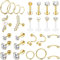 LOLIAS 27Pcs 16G Knorpelohrstecker Ohrstecker für Frauen Männer Edelstahl CZ Labret Helix Piercing Tragus Ohrstecker Forward Conch Piercing Schmuck Set