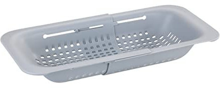 WENKO Passoire d'évier Sivo, passoire pratique pour évier en plastique, laver les fruits et légumes, extensible jusqu'à 50 cm pour un travail hygiénique dans la cuisine, sans BPA, gris clair