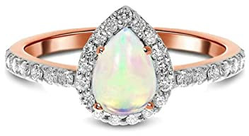 Bishilin Silber Ringe 925 Frauen mit Stein, Trauringe Damen Tropfen mit Mondstein Eheringe Nickelfrei Partnerring Rosegold Gr.60 (19.1)