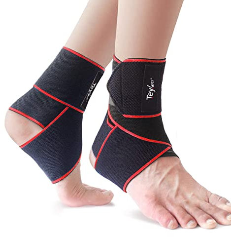 Teylam Sprunggelenkbandage, Einstellbares bandage fußgelenk, Flexible Knöchelbandage, Ultra Dünn Fußbandage, Laufen Fussball, Rechte und Linke Fußgelenk (Rot 2 Stück)