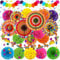 ZERODECO Urlaub Party Dekorationen Mexikanische Partei Fünf farbige Papierfächer Pom Poms Girlande für Urlaub Mexikanische Cinco De Mayo Taco Mottoparty Dekorationen Geburtstagsparty Zubehör