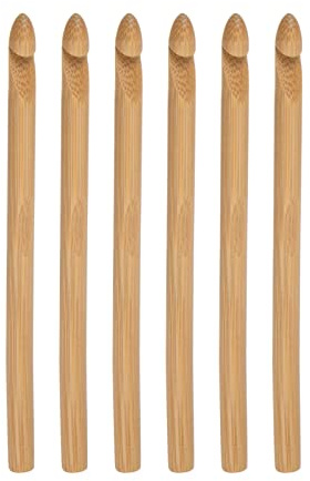 sourcing map 6 Stück Häkelnadel Bambus aus Holz Häkelnadel Holz Set 9,0 mm