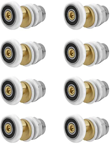 Duschtürrollen 20mm, Duschkabinen Rollen Duschkabine Zubehör Schiebetür Rollen Ersatzteile für Duschkabinentür, obere und untere Ersatzteile,8 Stück