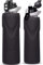 DEARRAY 32 oz Sports Glass Water Bottle with Straw & Silicone Sleeve Reusable BPA-free Borosilicate Glass Drinking Bottle with Flip Top Lid & Handle Wide Mouth (Deep Black)