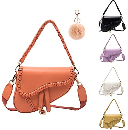 Vintage Satteltasche für Damen 90er Jahre Retro Kleine Retro Saddle Bag mit Reißverschluss Pu-Leder Umhängetasche y2k Fashion Handtaschen für Frauen