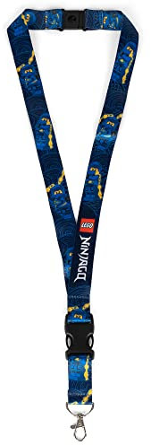 LEGO Ninjago Cordon Tour de Cou pour Porte-clés, Cordon Amovible pour téléphone, clés, Badge d'identité, avec Fermoir et Boucle de déverrouillage, Jay, Taille Unique, Cordon