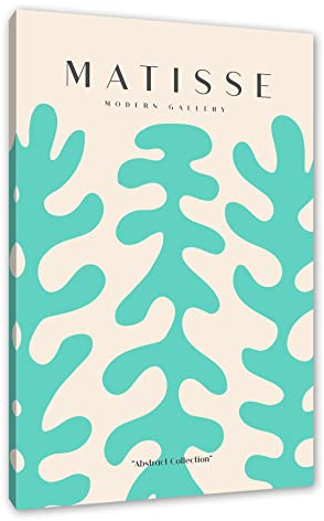 Pixxprint Matisse Modern Gallery - Algen Petrol als, Größe: 60x40cm, Leinwandbild, fertig gespannt, Wandbild, Dekoration, Kunstdruck, kein Poster