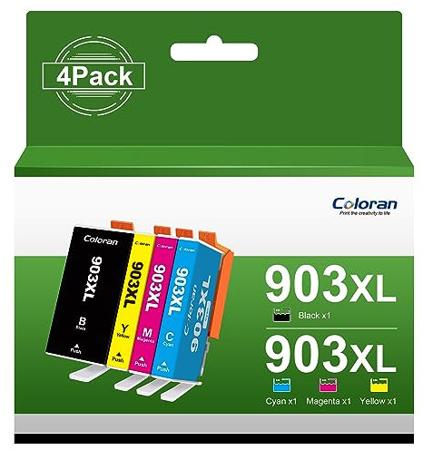 Coloran 903XL 903 XL Multipack Kompatibel für HP 903 Druckerpatronen für HP OfficeJet 6950 Druckerpatronen 6951 Pro 6960 6970 6974 Druckers (4er-Pack)