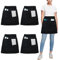 umboom 4 Stück Vorbinder Schürze, Schwarz Küchenschürze mit 3 Taschen, Kurz Koch Schürzen, Kellnerschürze Grillschürze Baristaschürze Taillenschürze für Herren Damen (Schwarz - Polybaumwolle)