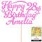 Personalised Happy Birthday Glitter Cake Topper Stars - Light Pink Any Name & Any Age Glitter Cake Decoration and Sprinkles - Happy Birthday Decorations - Personalised Toppers for Cakes by Cakeshop
