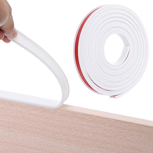 sourcing map U-Shape Edge Banding, 16.4ft Self Adhesive Veneer Edging Trim TPE Collapsible Furniture Edge Protector for Cabinet Repair Furniture Restoration(15mm/3/5 Width) White