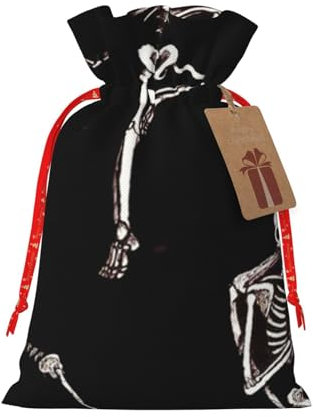 Skelette Yoga Weihnachten Druck Geschenktasche, Weihnachten Kordelzug Sackleinen Taschen, Für Weihnachten, Halloween, Geburtstag, Hochzeit Süßigkeiten Aufbewahrungstasche