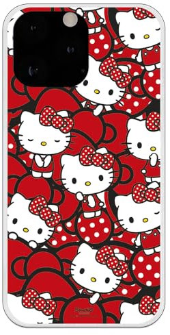 Personalaizer Case Compatible with iPhone 15 Pro with Hello Kitty Design and Red Bows and Dots - Kawaii Style - Flexible TPU Silicone Case Transparent