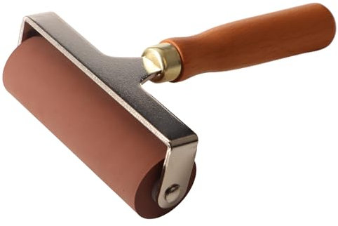 HXBYX Brayer Floor Roller Vinyl Roller Rubber Roller Glue Laminate Roller,Anti Skid Tape Construction Tools for Boat Flooring Install,Boat Decking Marine Carpet Press,4.3×6, Brown.