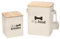 DANIEL JAMES Housewares 2 Pack Dog Food and Treats Storage Box Canister Tin with Serving Scoop, Metal Dog Food Tin, Pet Food Storage Box, Dog Treat Food Storage Bin, Scoop Included, Cream
