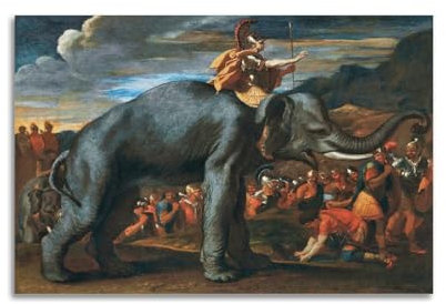 JSWLQ Nicolas Poussin (Hannibal auf einem Elefant), Künstler-Poster, Wandkunst, Schlafzimmer, Heimdekoration, hängendes Bild, Leinwand, Gemälde, 50 x 75 cm