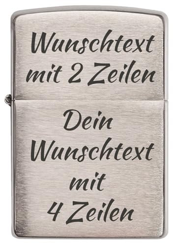 Edles Benzin-Sturmfeuerzeug mit individueller Gravur Persönliches Geschenk für Männer zu Weihnachten, Geburtstag oder Vatertag (Motiv 7)