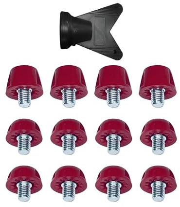 harayaa 12Pcs Soccer Shoe Spikes Football Shoe Spikes Firm Ground 7mm 10mm Screw in Universal M5 Track Shoes Spikes for Competition, dark red