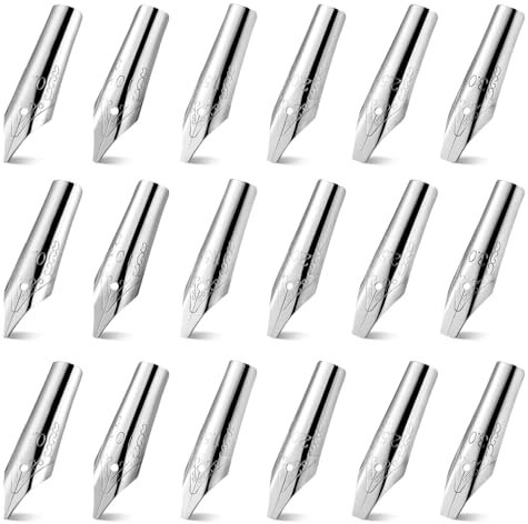 Sewroro 30pcs Fountain Pen Nibs Replacement Stainless Steel Pen Nibs Calligraphy Pen Nibs Ink Pen Nibs Dip Pen Nibs 6 Sizes