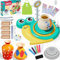 JONRRYIN Kit Ceramica per Bambini, Ruota in Ceramica Elettrica per Bambini, Kit Ceramica Fai da Te con Argilla per Ceramica, Colori, Grembiuli, Regali per Bambini dai 6 Anni (lumache)