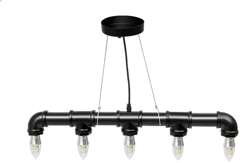 Treeisland Wasserrohr Lampe Vintage Pendelleuchte E26 Retro Hängelampe Industrial Hängeleuchte für Wohnzimmer, Esszimmer, Schlafzimmer, ohne Glühbirne