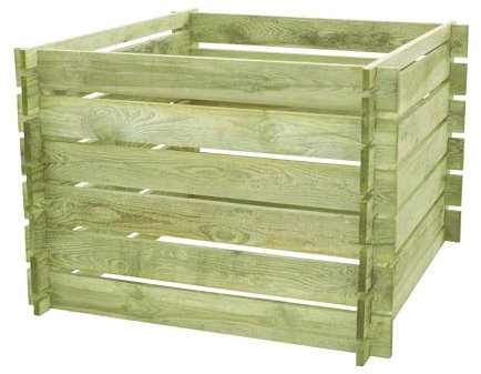 Compostiera in Legno di Pino Impregnato, 100x100x65 cm, per rifiuti umidi domestici