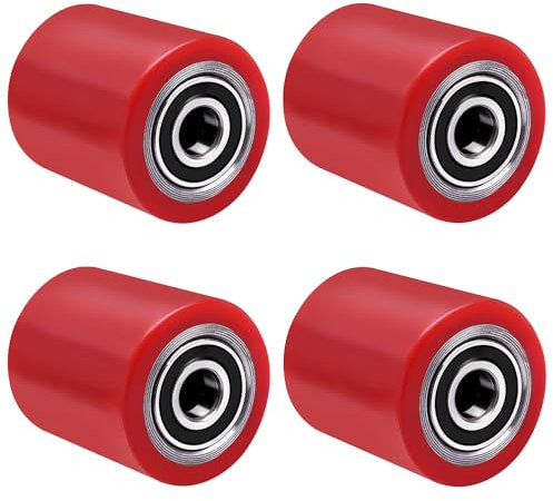 4 Stück Hubwagenrollen Polyurethan 80 x 100 mm, Achse 20 mm inkl. Kugellager Rollen für Hubwagen Ersatzrollen, Max. Belastung 700 KG