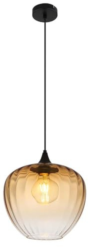 Pendant Light Dining Room Lamp Pendant Light Glass Amber Clear Grooves Black Kitchen