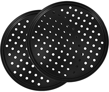 Kopinma Pack of 2 Pizza Pan, 10 Inch Pizza Tray, Non Stick Pizza Oven Tray, Carbon Steel Pizza Baking Tray, Pizza Trays for Oven Non Stick