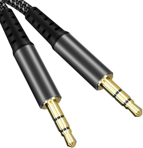 Cable Audio Jack 3.5mm Macho HiFi Estéreo Nylon Trenzado Auxiliar Compatible con Autoradio Auriculares Altavoz TV iPhone MP3 (1.2M)