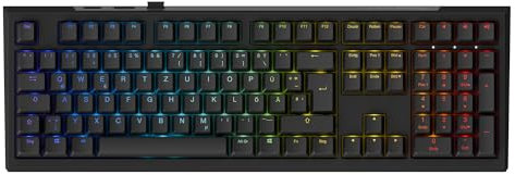 Ducky One X Wireless Gaming Tastatur Schwarz – Full-Size, Induktive Switches, Tri-Mode-Konnektivität (USB-C, 2.4GHz, Bluetooth), Rapid Trigger, Einstellbare Auslösung, RGB, ISO Tastatur deutsch