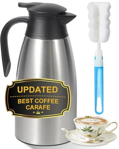 70 OZ Thermal Coffee Carafe,Updated Insulated Stainless Steel Coffee Carafes for Keeping Hot Coffee & Tea Hot Beverage-12Hours, Double Walled Vacuum Coffee Carafe (silver)