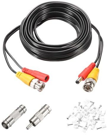 QUARKZMAN BNC Video Power Kabel 3m/10ft Drahtkabel DC Plug & Play Schwarz | 1 Set, Verlängerungskabel, Kabel, All-in-One, Sicherheitskamera, Für DVR Kamera System Installation