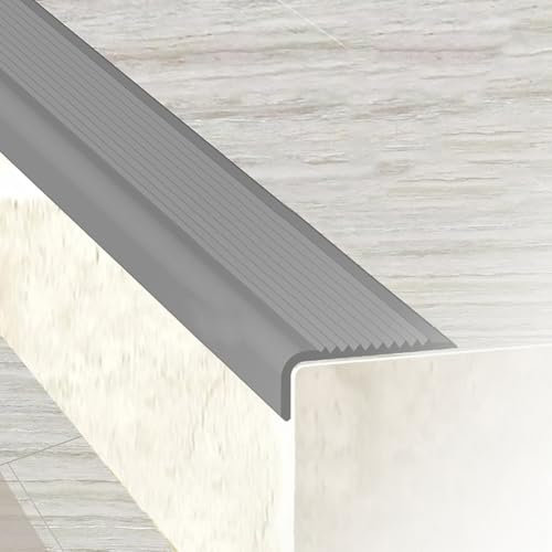 Yesbon Grigio,3 m,Forma L Strisce Antiscivolo per Scale Esterne Interne, Nastro Adesivo Antiscivolo in PVC, Alta Trazione Strisce Antiscivolo, Scale Adatte per Asili/Alberghi