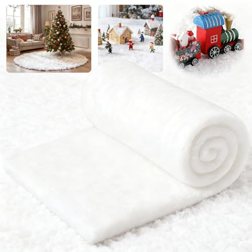 Zevmi Kunstschnee Watte Dekoschnee Weihnachten: Weihnachts Schneedecke Rolle für unter dem Weihnachtsbaum Weihnachtsdekoration für Urlaubsdekoration und Winter-Displays (40 x 150 Centimeters)