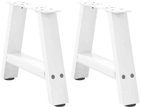 QUAHEAS Couchtischbeine A-Form 2 STK. Weiß, 40x(30-31) cm Stahl, Robustes Metall Couchtisch Untergestell, verstellbare Füße für Möbel