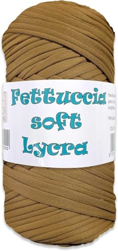 Fettuccia per Borse in Lycra Soft ad Uncinetto e Ferri MAS 400gr/105 mt. Ideale per Borse, Zaini, Cestini, Tappeti. (nocciola 152)