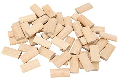 XUMIUZIY 10 X 50 Mm Massive Buchenholzdübel, Set mit 50 Stück, Flache und Dünne Holzdübel für Perfekte Ausrichtung in der Holzbearbeitung