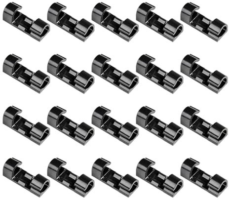 40 Pack Black Cable Clips, Strong Adhesive Wire Management Organizer for Car Dash Cam, Home Office Desk, PC TV Computer - No Drilling No Screw Easy Installation