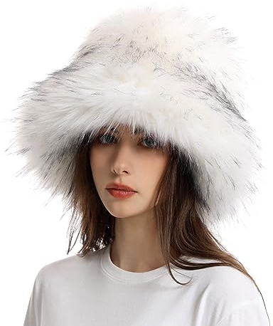 Hsternexy Fellmütze Damen - Russische Russenmütze Russian Hat Winter Warm Plüschhut Pelzmütze Fell Trapper Plüsch Mütze Weich Fellhut Kunstpelz Flauschige Kosakenmütze Trappermützen