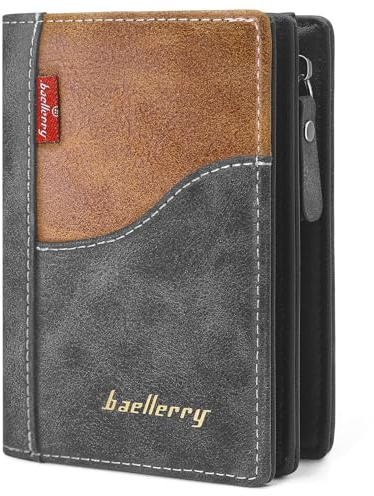 GOUNNU Geldbörse Herren RFID Schutz Leder Portmonee mit Münzfach Klein und im Kurzformat Geldbeutel Herren 10 Kartenfächern Hochformat Portemonnaie (Schwarz)