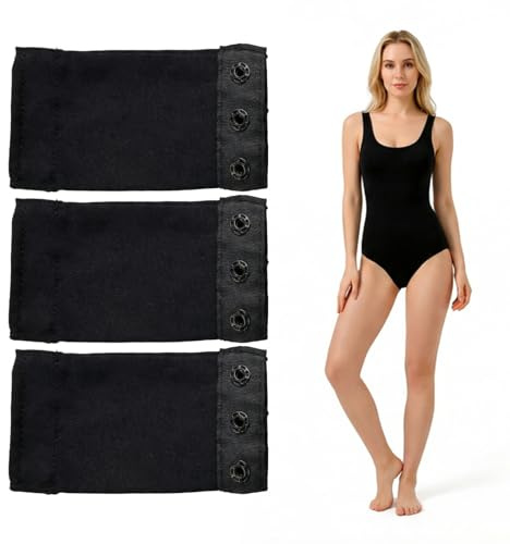 Nivofu Estensione per Body Donna con 3 Bottoni a Pressione | 3 Pezzi, Design Allungante Morbido e Confortevole | Aggiunge 10 cm di Lunghezza a Body Attillati e Modellanti |Rimovibile e Lavabile
