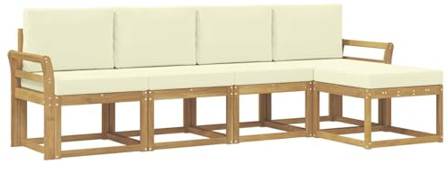 vidaXL Outdoor-Sofagarnitur mit Kissen 5 pcs Massivholz Akazie, Garten Sofa Set, Moderne Möbel für draußen, Robustes Sitzen für Terrasse, Garten und Balkon, schicker Akazien Lounge